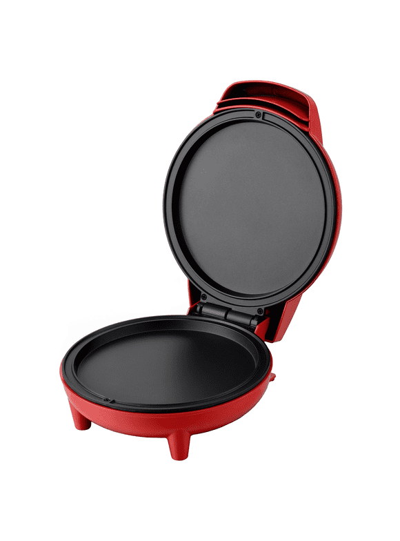 Courant 7-inch Personal Pizza Maker and Griddle - Red. Make Pancakes, Nachos, Quesadillas and More!