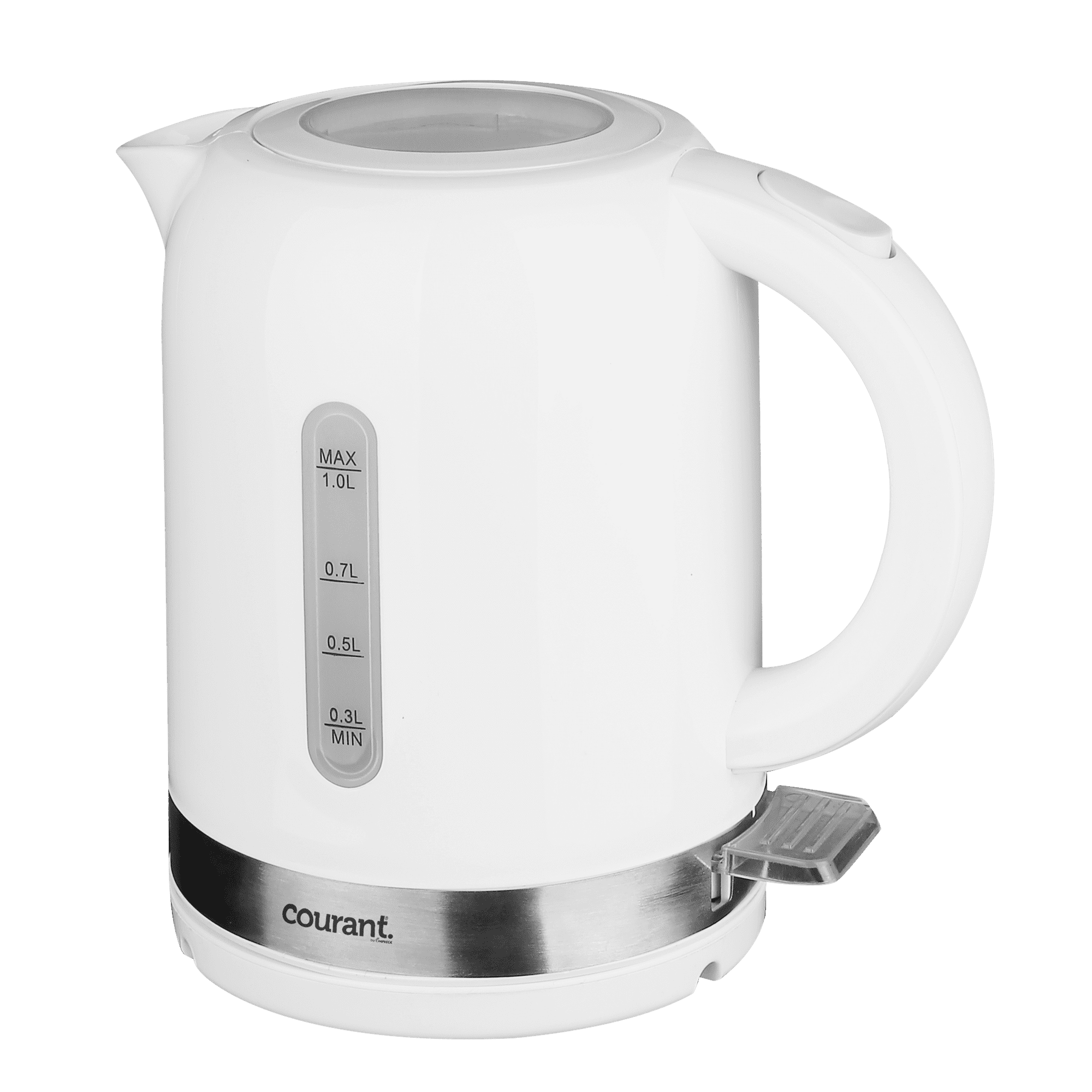 White 1-Liter Stainless Steel Electric Kettle with 360° Rotation