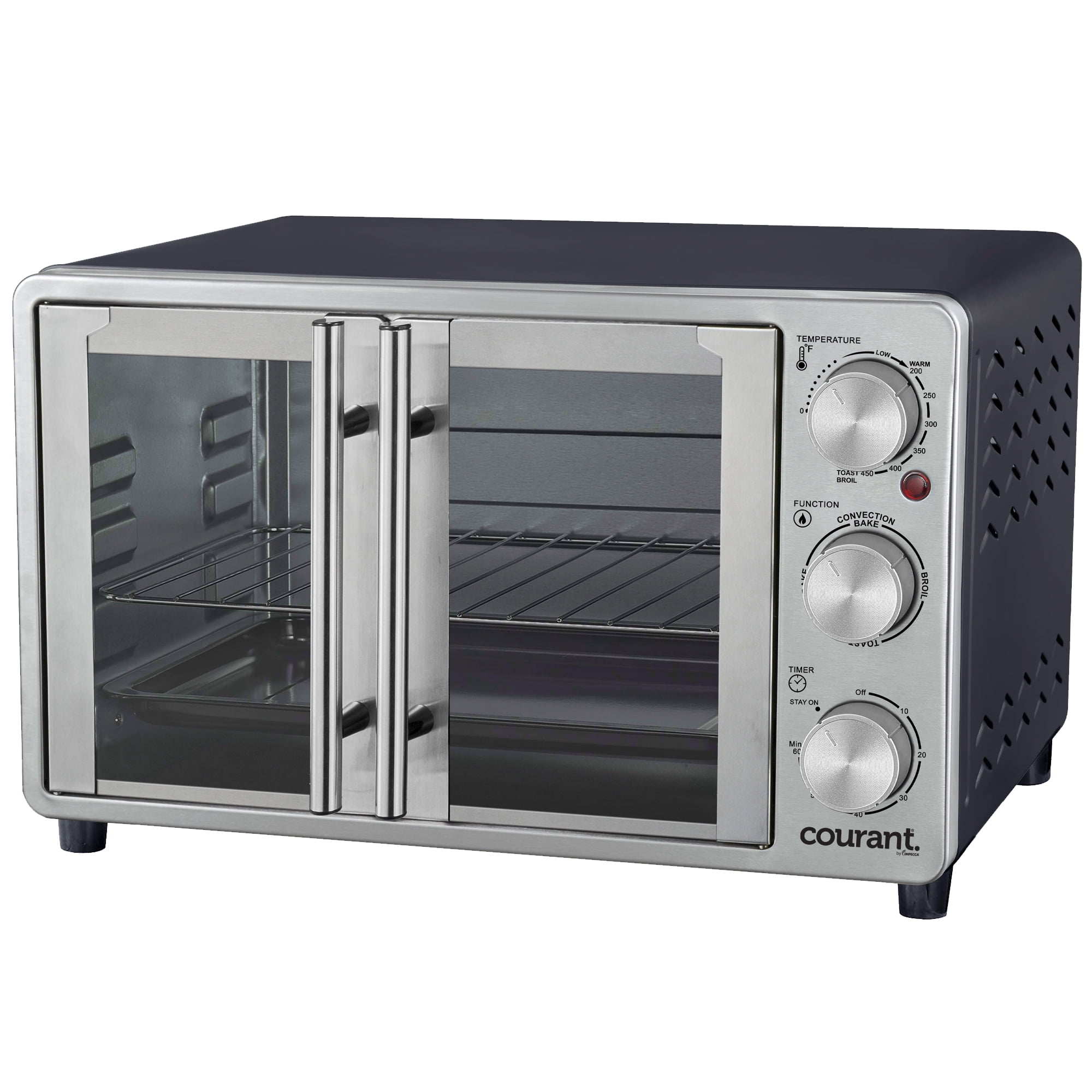 https://i5.walmartimages.com/seo/Courant-Countertop-French-Door-Convection-Toaster-Oven-Broiler-Easy-Even-Baking-Bake-Broil-Toast-Oven-Fits-9x13-Baking-Pan-6-Slices-10-Pizza-w-3-Cont_2772ce3b-850d-43c3-b2a3-a564241c2eb3.f6c0f0bb04edec0d6a4857359ebe59e7.jpeg