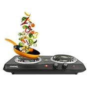 Courant Electric Double Burner, Portable, Sleek Design, Black