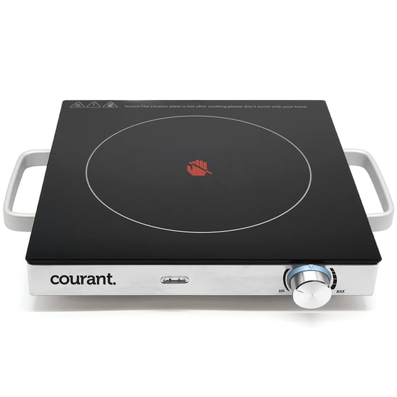 Courant Electric One Single Infrared Burner, Ceramic Glass Hot Plate Cooktop, 1500W - Stainless Steel Y101