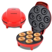 Courant Mini Donut Maker, Non-stick Surface, Makes 7 Doughnuts, Kid-Friendly, Red