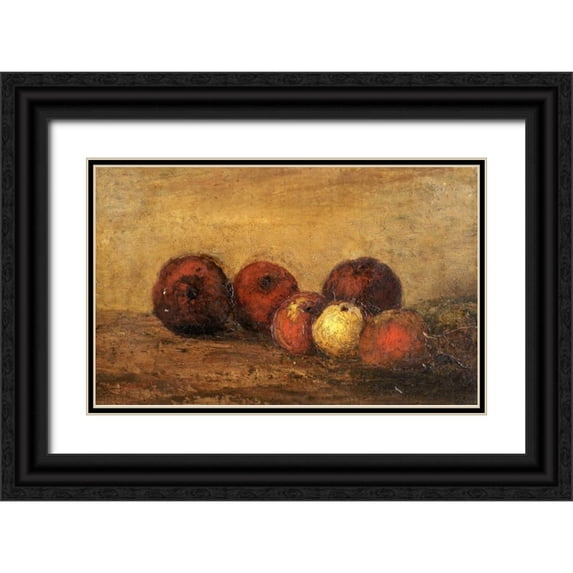 Courbet, Gustave 14x10 Black Ornate Wood Framed with Double Matting Museum Art Print Titled - Apples