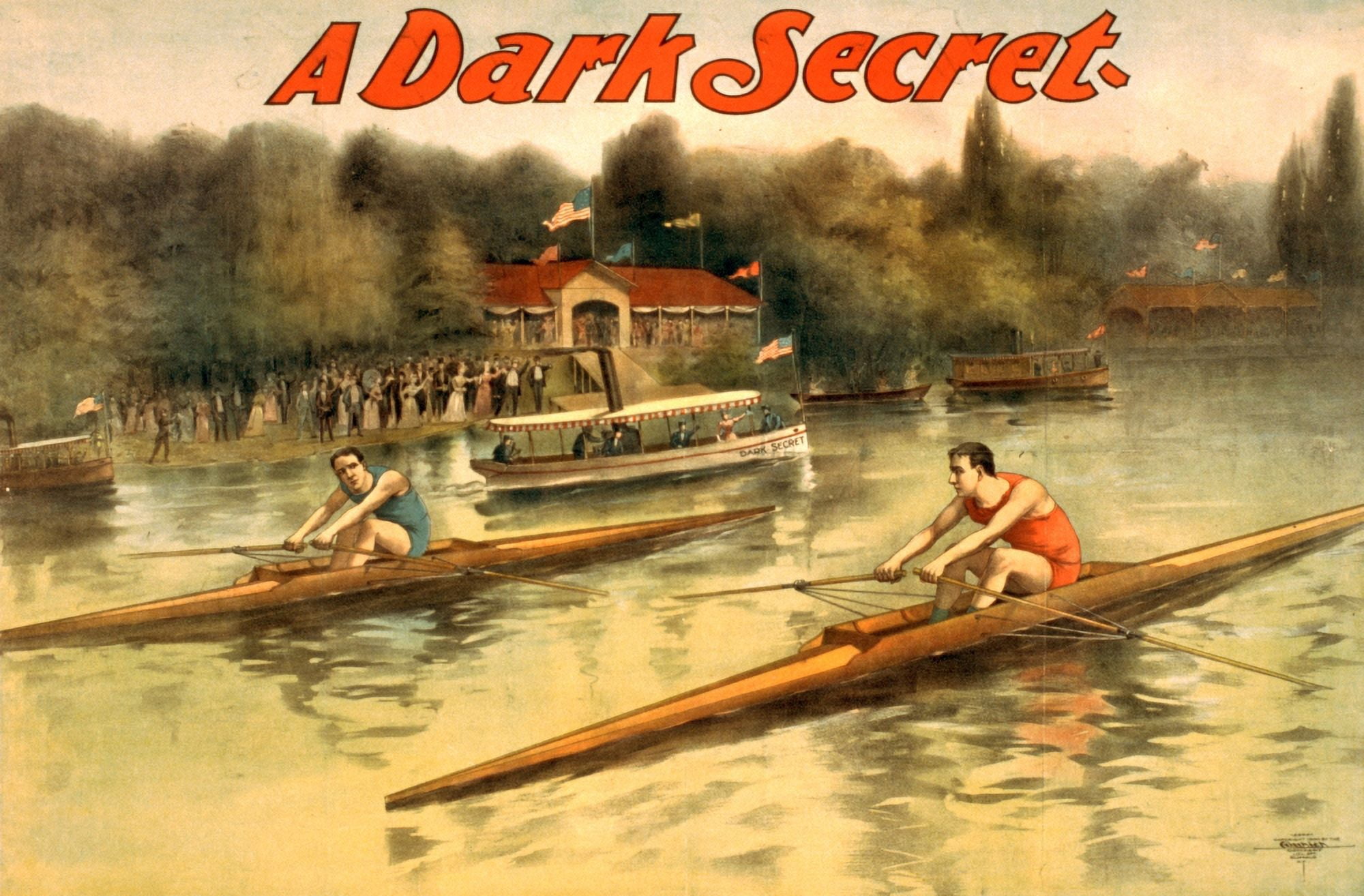 Courier Co Lith Dpt A Dark Secret (Rowing) c1900 Canvas Art - (18 x 24)