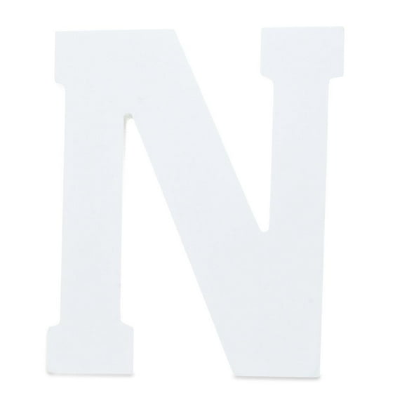 Courier Font White Color Wooden Letter N (6 Inches)