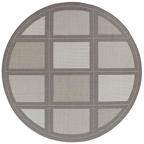Couristan 7.5' Patterned Round Area Throw Rug - Gray and White