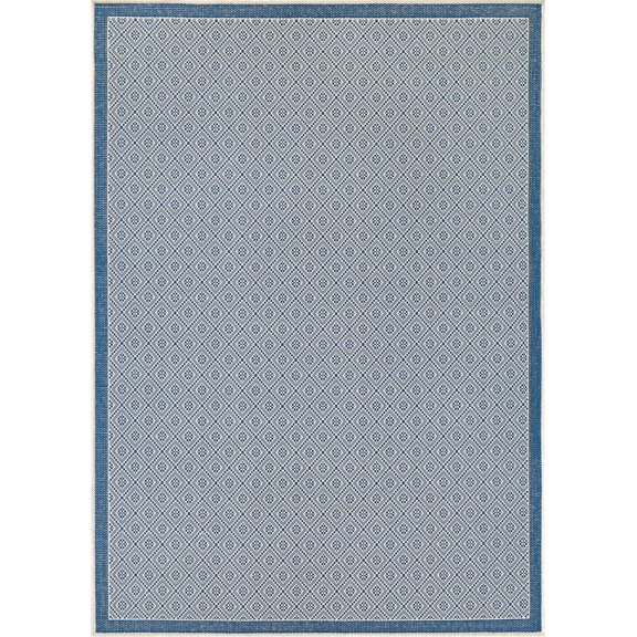 Couristan 2.25' x 11.75' Diamond Trellis Indoor Outdoor Area Throw Rug Runner - Blue and Gray