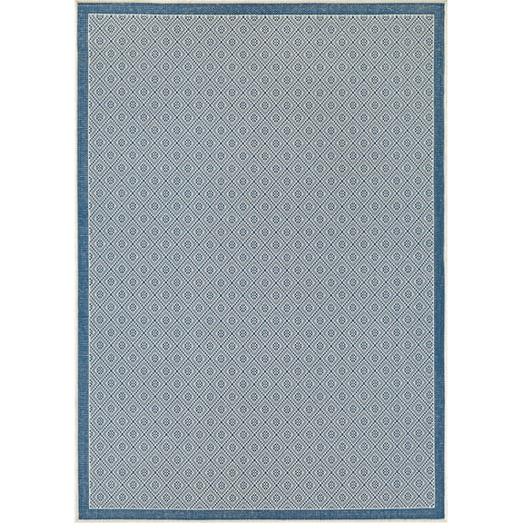 Couristan 2.25' x 7.8' Blue and Gray Sea Pier Geometric Rectangular Area Throw Rug Runner