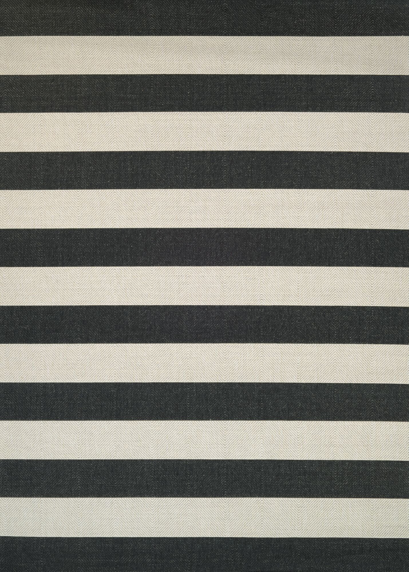 Elegant Black and Ivory Stripe Synthetic Outdoor Rug, 43" x 24"