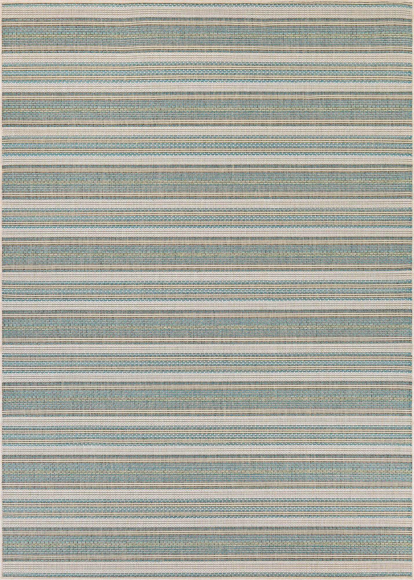 Ivory and Blue Geometric Flat-Woven Outdoor Area Rug, 42"x24"