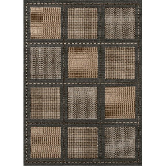 Couristan 2' x 3.5' Plaid Rectangular Area Throw Rug - Brown and Black