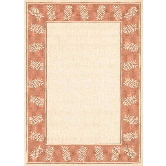 Couristan 2' x 3.5' Tropics Rectangular Area Throw Rug - Beige and Orange