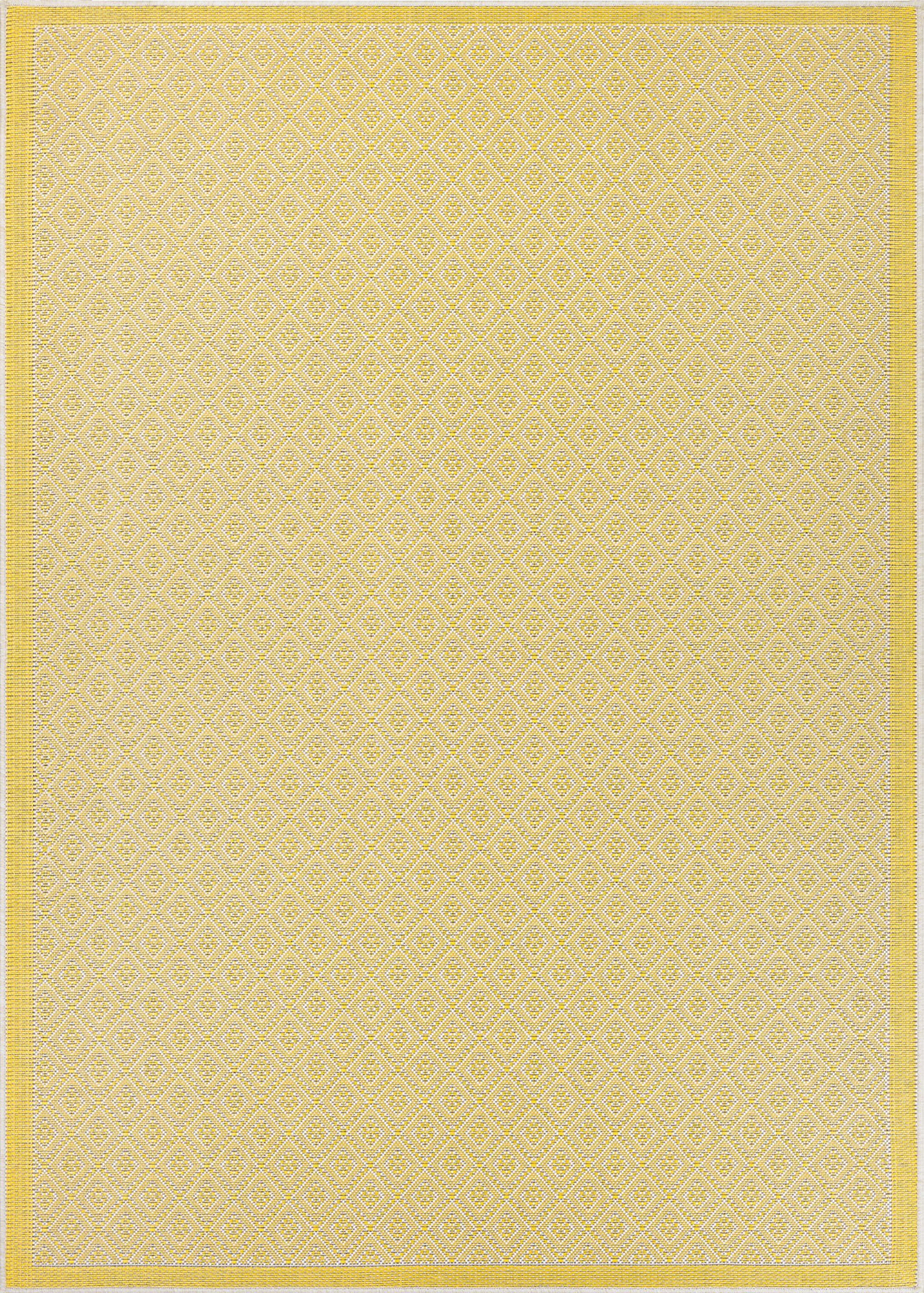 Yellow and Ivory Geometric Flat Woven Rectangular Outdoor Rug 2' x 3.5'