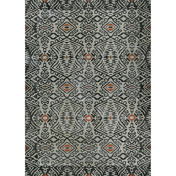 2' x 7' Gray and Red Dolce Mala Smoke Rectangular outdoor Area Throw Rug