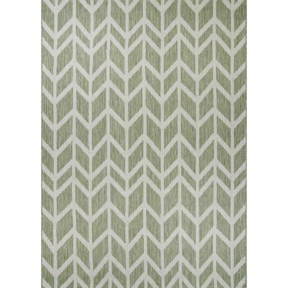 Couristan 2' x 8' Sage and Champagne Chevron Outdoor Rug