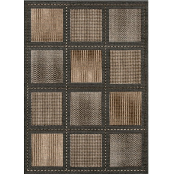 Couristan 3.75' x 5.25' Plaid Rectangular Area Throw Rug - Brown and Black