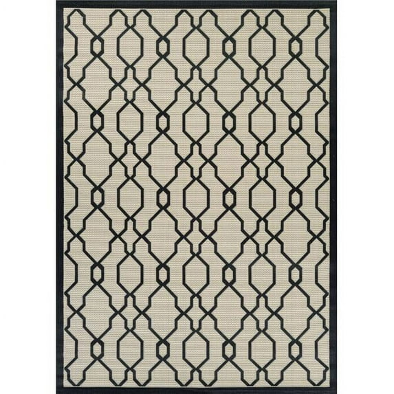 Couristan 42130026092120T 9 ft. 2 in. x 12 in. Five Seasons Byron Bay Power Loomed Rectangle Area Rug - Cream & Black