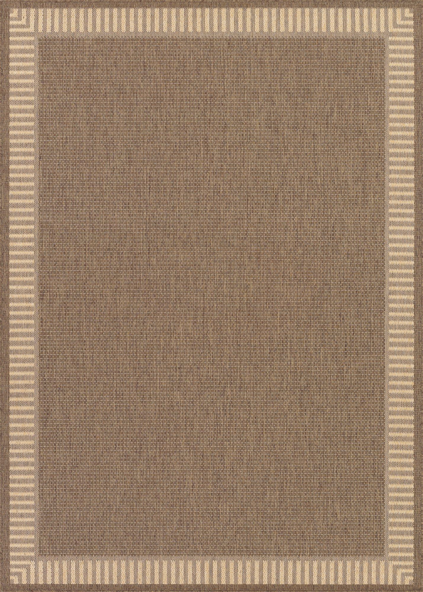 Couristan 5.25' x 7.5' Cocoa Brown Bordered Rectangular Polypropylene Area Throw Rug