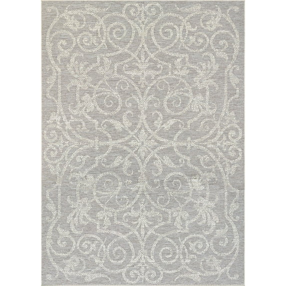 5.25' x 7.5' Cocoa Brown and Ivory Traditional Rectangular Outdoor Area Throw Rug