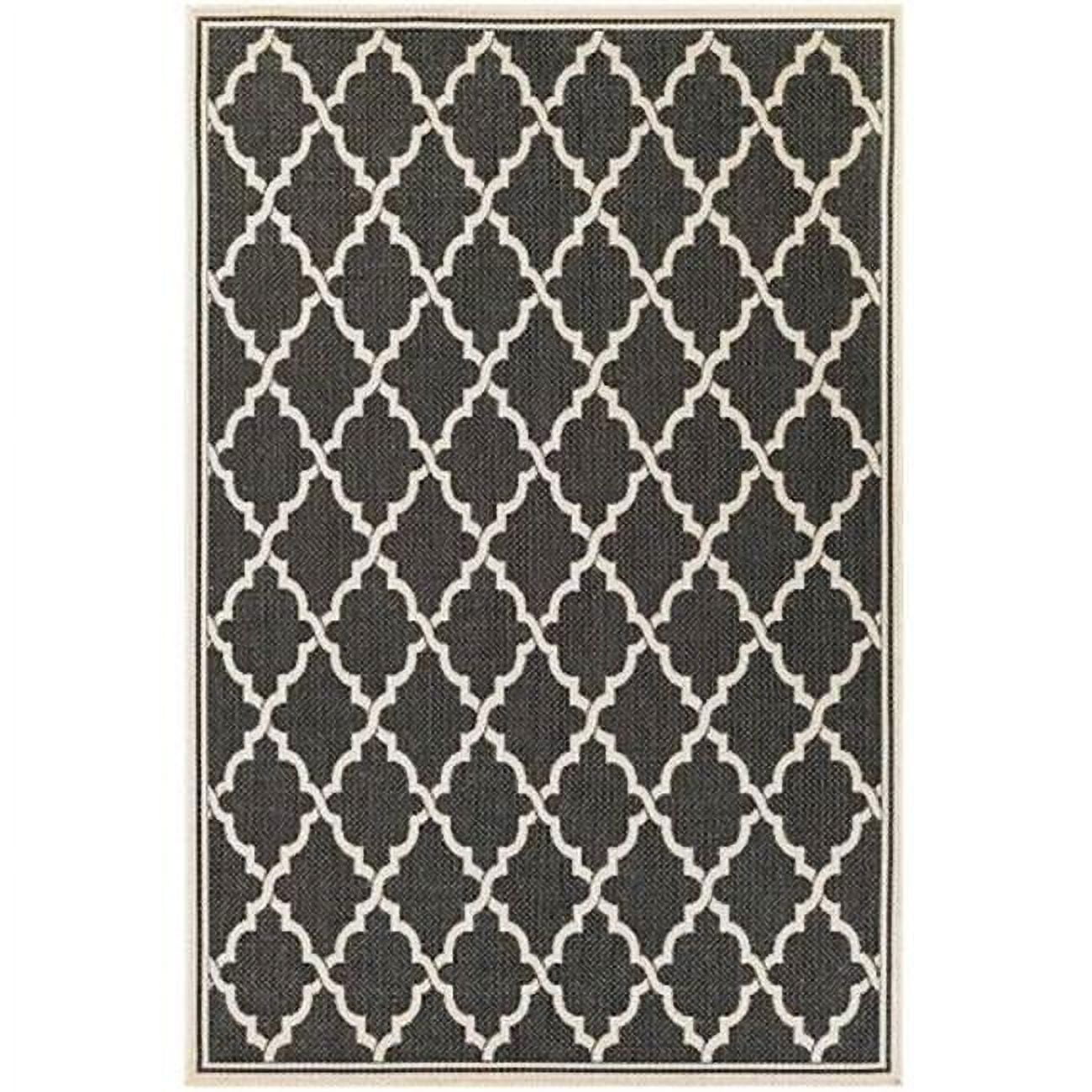 Monaco 6' x 9' Black and Sand Geometric Flat Woven Area Rug