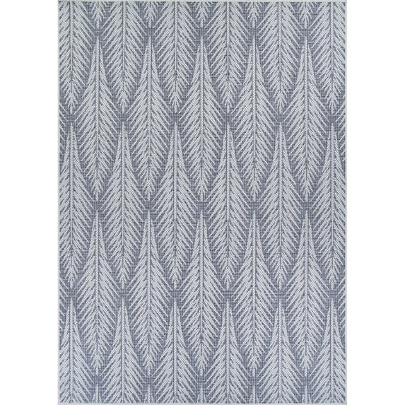 Couristan 5.8' x 9' Gray and Ivory Le Pleine Rectangular Outdoor Area Throw Rug