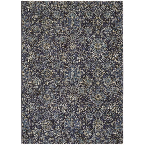 Couristan 63353151066096T 6 ft. 6 in. x 9 ft. 6 in. Easton Winslet Rug, Navy & Sapphire