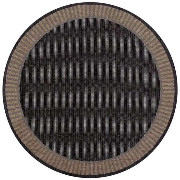 Couristan 7.5' Cocoa Black Round Polypropylene Area Throw Rug