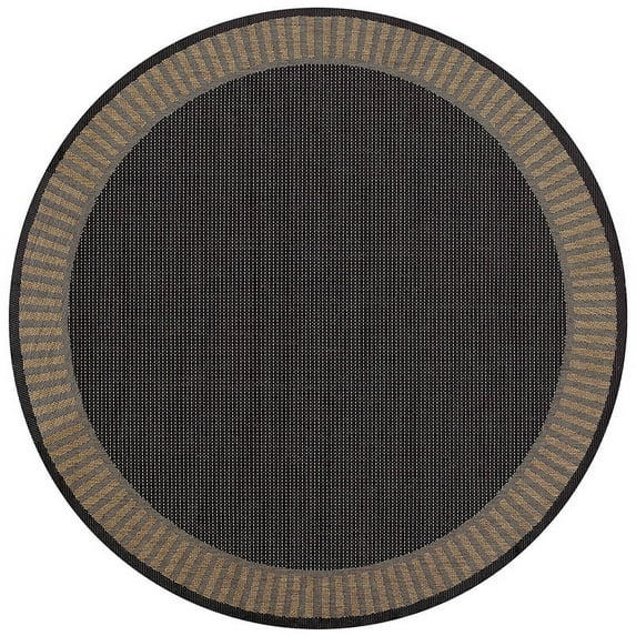 Couristan 7.5' Cocoa Black Round Polypropylene Area Throw Rug