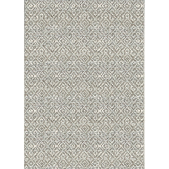 7.5' x 10.75' Ivory and Gray Pavers Geometric Rectangular Outdoor Area Throw Rug