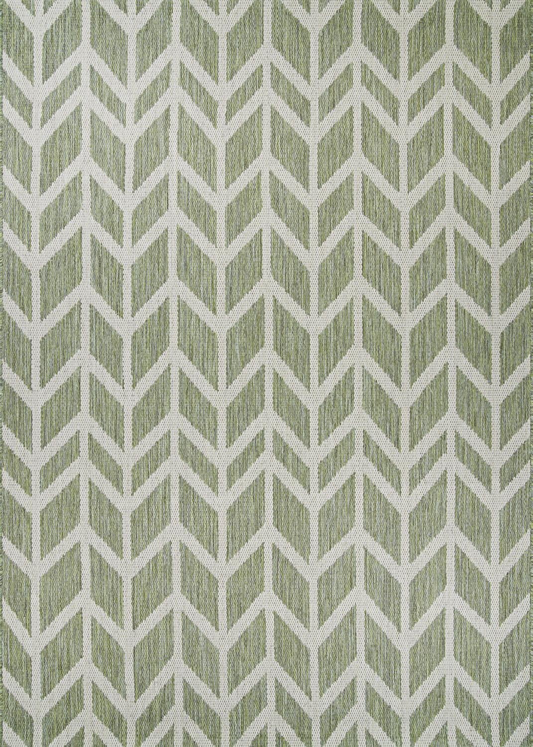 Sage Green and Champagne Chevron Rectangular Synthetic Rug