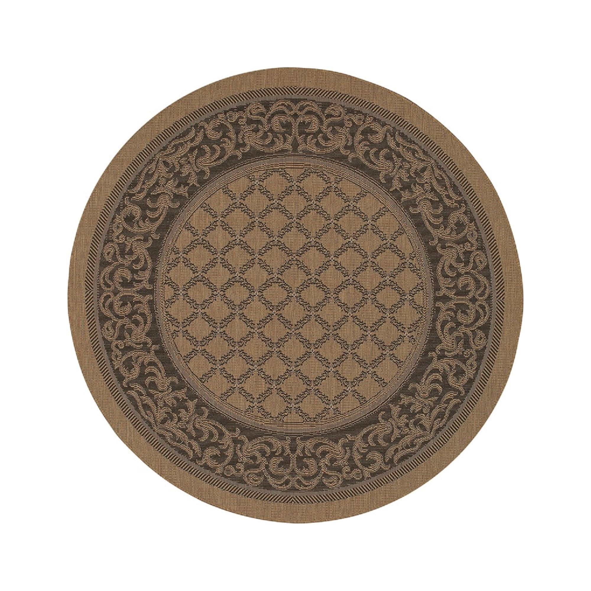 Couristan 7.5 ' Lattice Round Area Throw Rug - Brown and Black