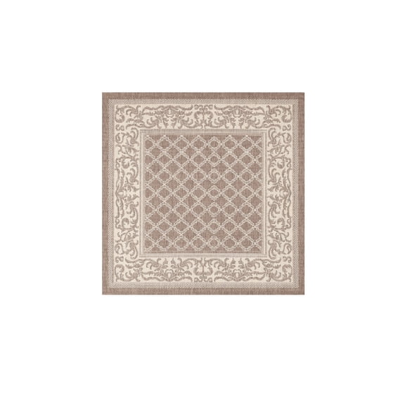 7.5 ' x 7.50' Natural Brown Lattice Square Area Throw Rug