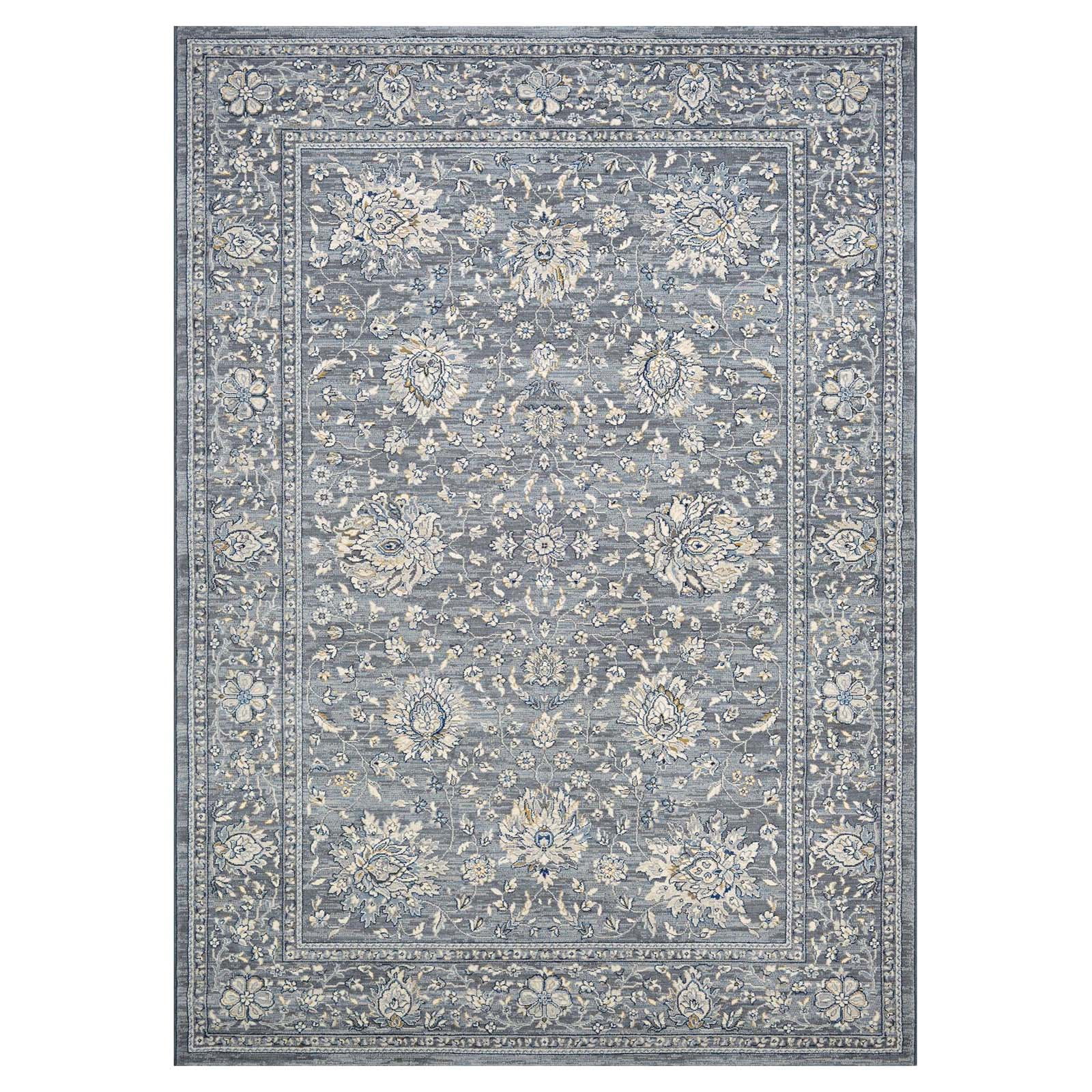 Sultan Treasures Slate Blue Synthetic Persian Area Rug