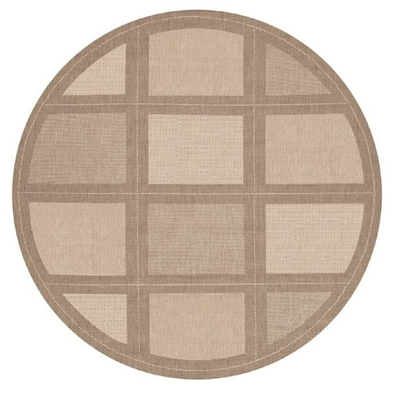 Couristan 8.5' Khaki Brown and Beige Patterned Round Area Throw Rug