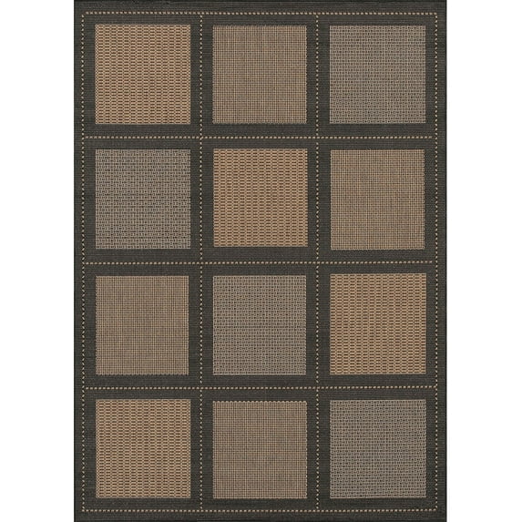 Couristan 8.5' x 13' Plaid Rectangular Area Throw Rug - Brown and Black