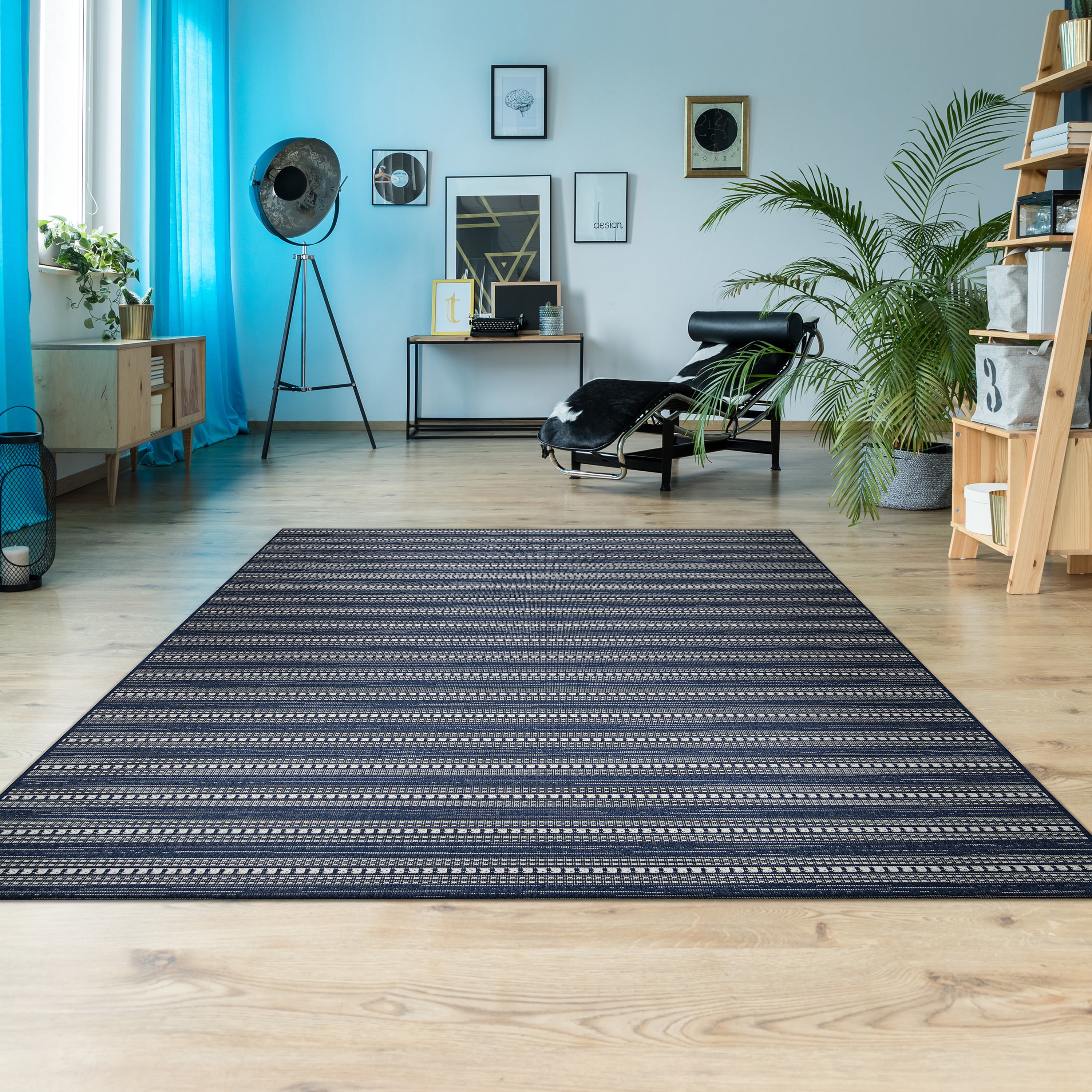 Couristan Afuera Beachcomber 2' x 11' Marine Striped Nautical Outdoor Rug