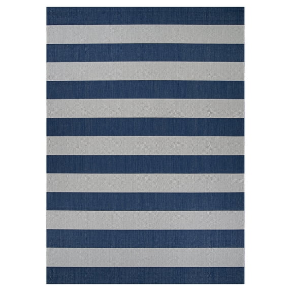 Couristan Afuera Yacht Club 2' x 3'7" Midnight Blue and Ivory Stripe Outdoor Rectangle Rug