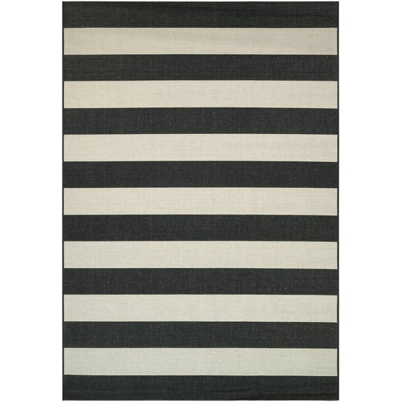 Couristan Afuera Yacht Club 2' x 3'7" Onyx Black and Ivory Stripe Outdoor Rectangle Rug