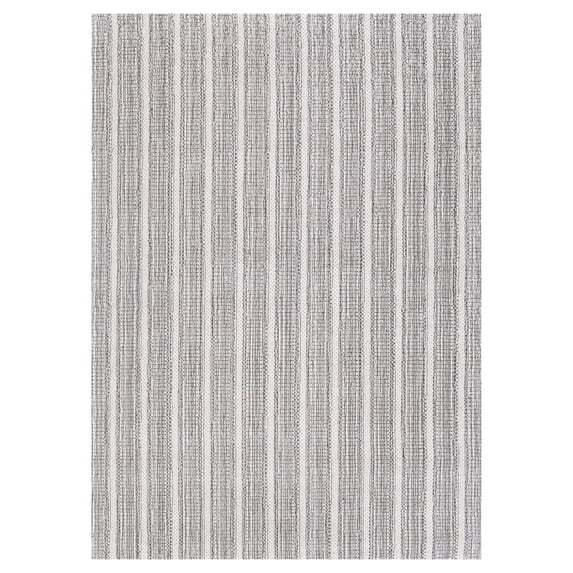Couristan Aspen Textured Stripes 5' X 8' Dark Grey Handmade Wool Rug
