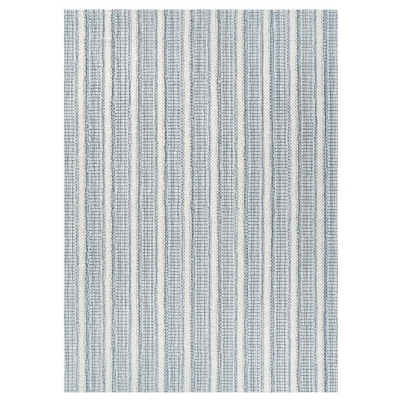 Couristan Aspen Textured Stripes 5' X 8' Denim Handmade Wool Area Rug