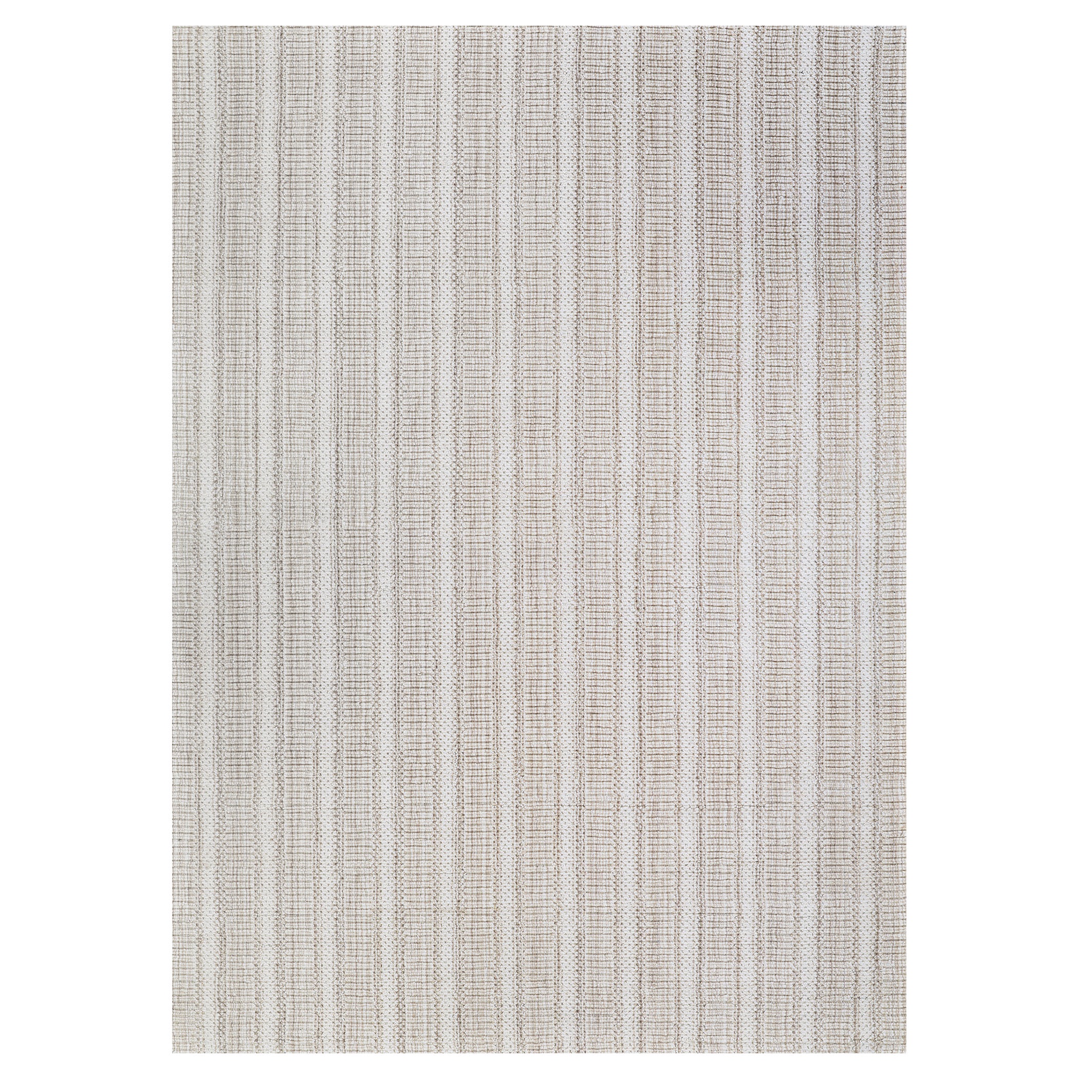 Couristan Aspen Textured Stripes 5' X 8' Light Beige Handmade Wool Rug