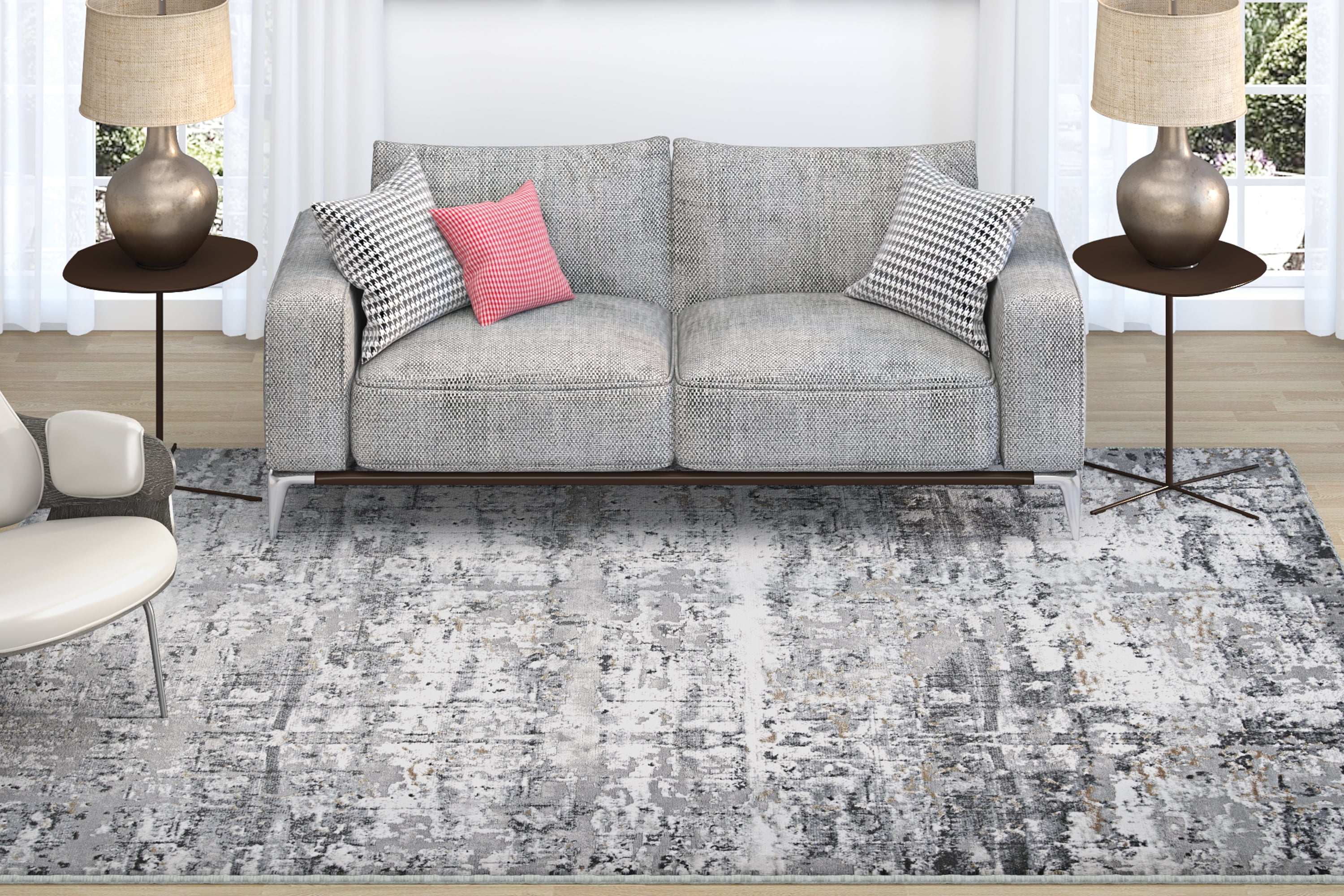 Couristan Lampas - Silver/Cream 2'7"X7'10", Area Rug