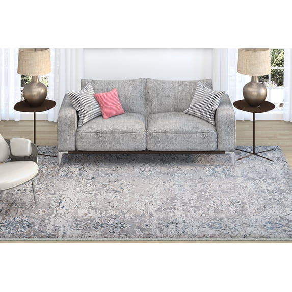 Couristan Brocatelle Oglive Silver-Cream Runner Rug