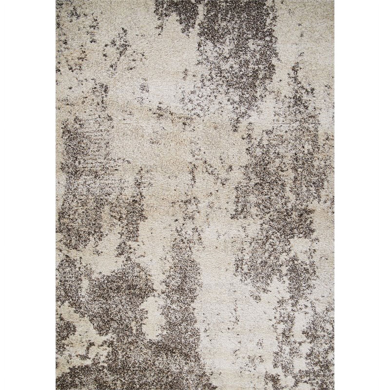 Bromley Ivory and Brown Shag Wool Area Rug