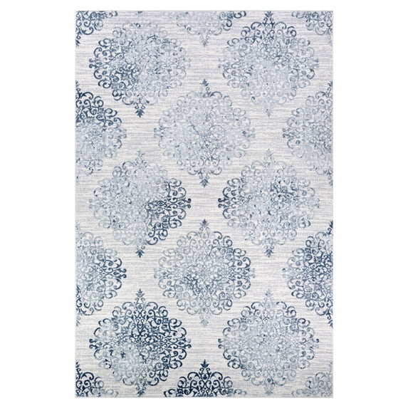 Couristan Calinda Montebello Area Rug, Steel Blue-Ivory, 2' x 3'