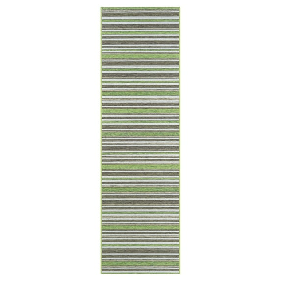 Couristan Cape Brockton Indoor / Outdoor Area Rug, Hunter Green-Brown, 2'3" x 11'9" Runner