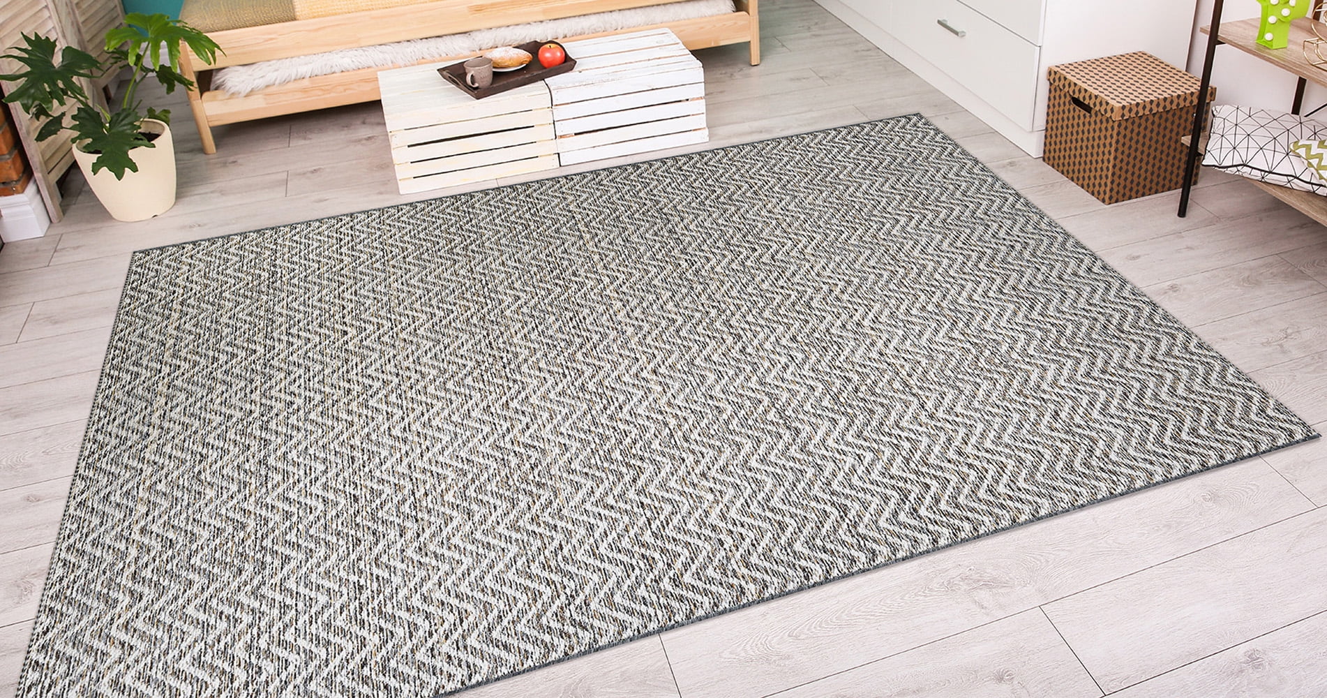 Ivory Elegance Indoor/Outdoor Flat Weave Area Rug, 2' x 3'7"