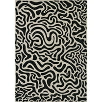 Couristan Castille Graffiti 5'3" x 7'6" Black and White Outdoor Rug