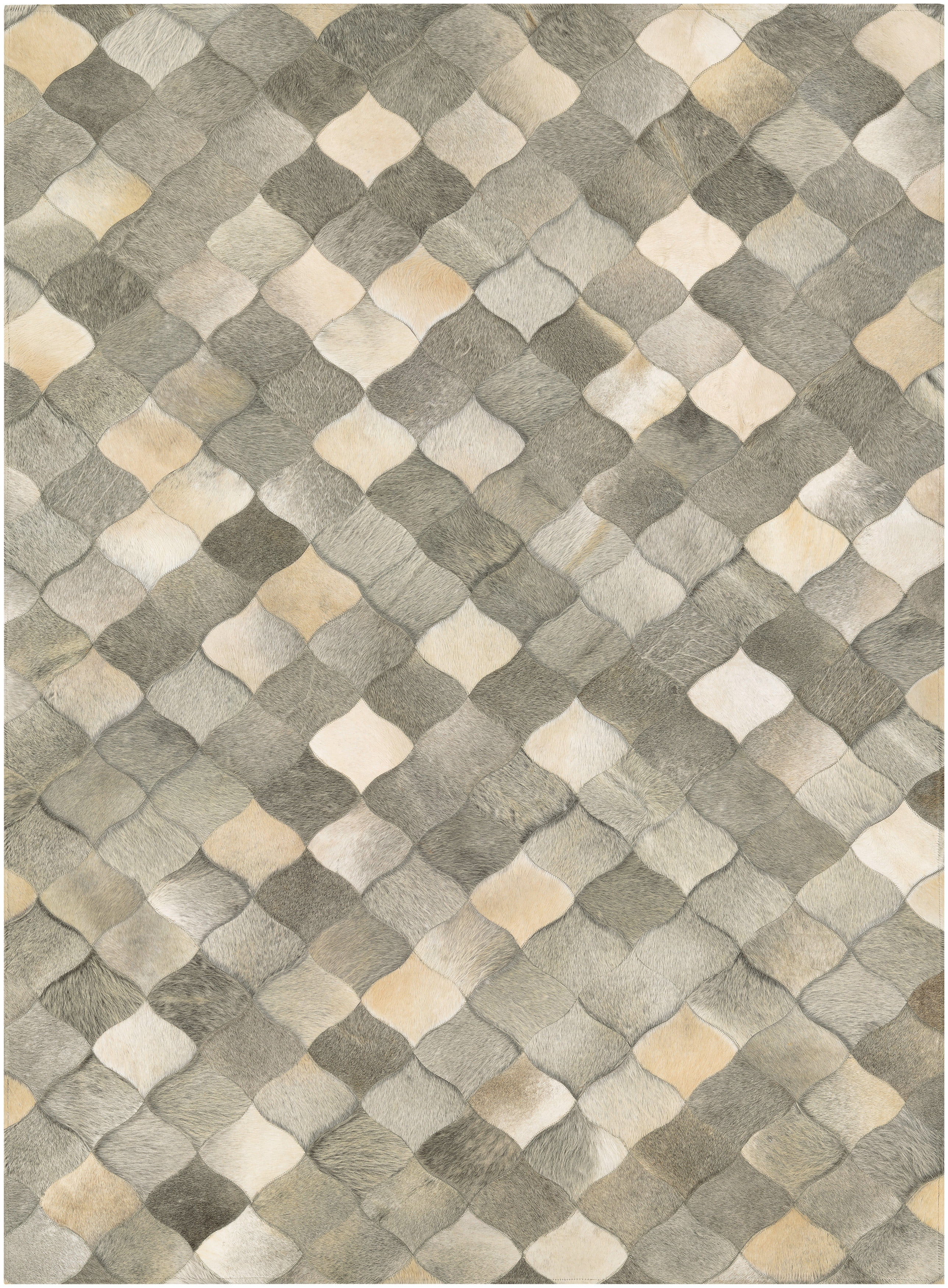 Couristan Chalet Diamonds 8' X 11'4" Ivory-Grey Handmade Cowhide Rug