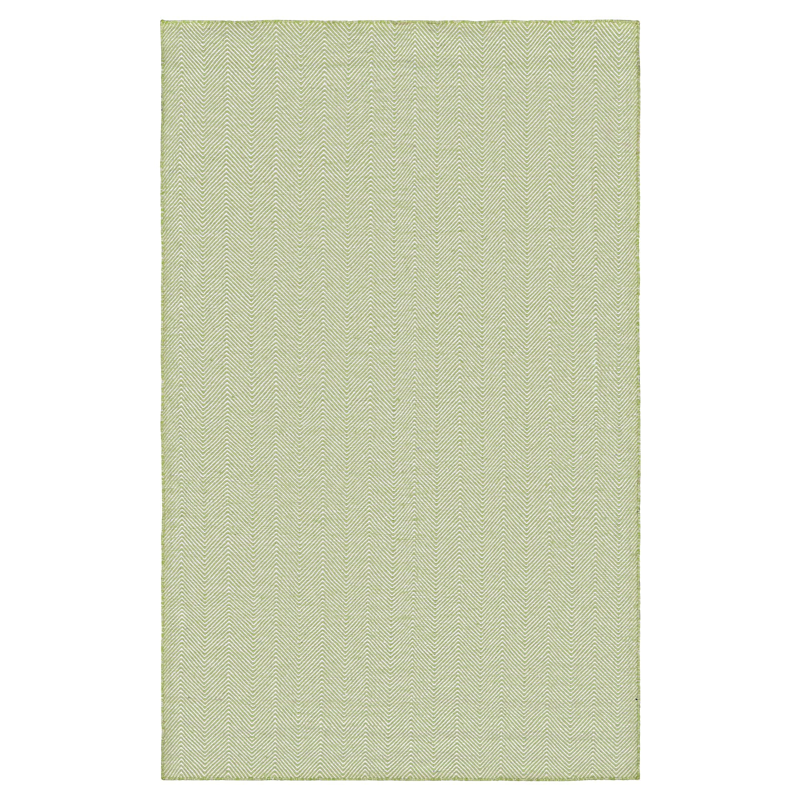 Hand-Woven Green Herringbone Synthetic Runner Rug 2'3" x 8'